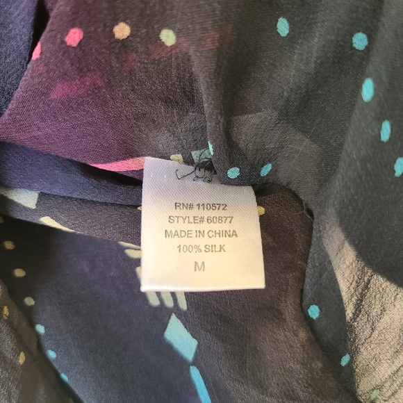 Twelfth Street by Cynthia Vincent Navy Multi Ombre Silk Sheer Coverup Tunic Med - Picture 9 of 10